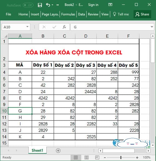 Cách xoá hàng, cột, thêm cột  trong Excel cho người mới bắt đầu