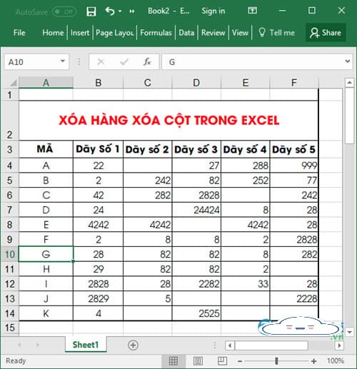 Cách xoá hàng, cột, thêm cột  trong Excel cho người mới bắt đầu