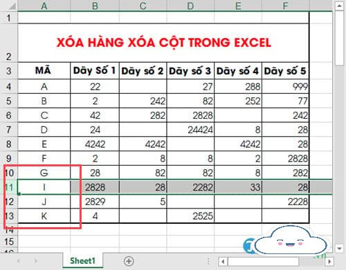 Cách xoá hàng, cột, thêm cột  trong Excel cho người mới bắt đầu