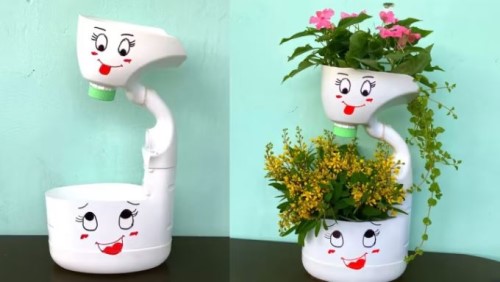 Cách tái chế chậu hoa bằng chai nhựa, can nhựa đơn giản, đẹp, độc đáo